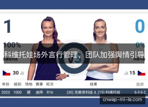 科维托娃场外言行管理，团队加强舆情引导